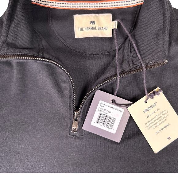 The Normal Brand Quarter Zip Sweatshirt Puremeso Weekend Mens Small Black - Picture 5 of 8